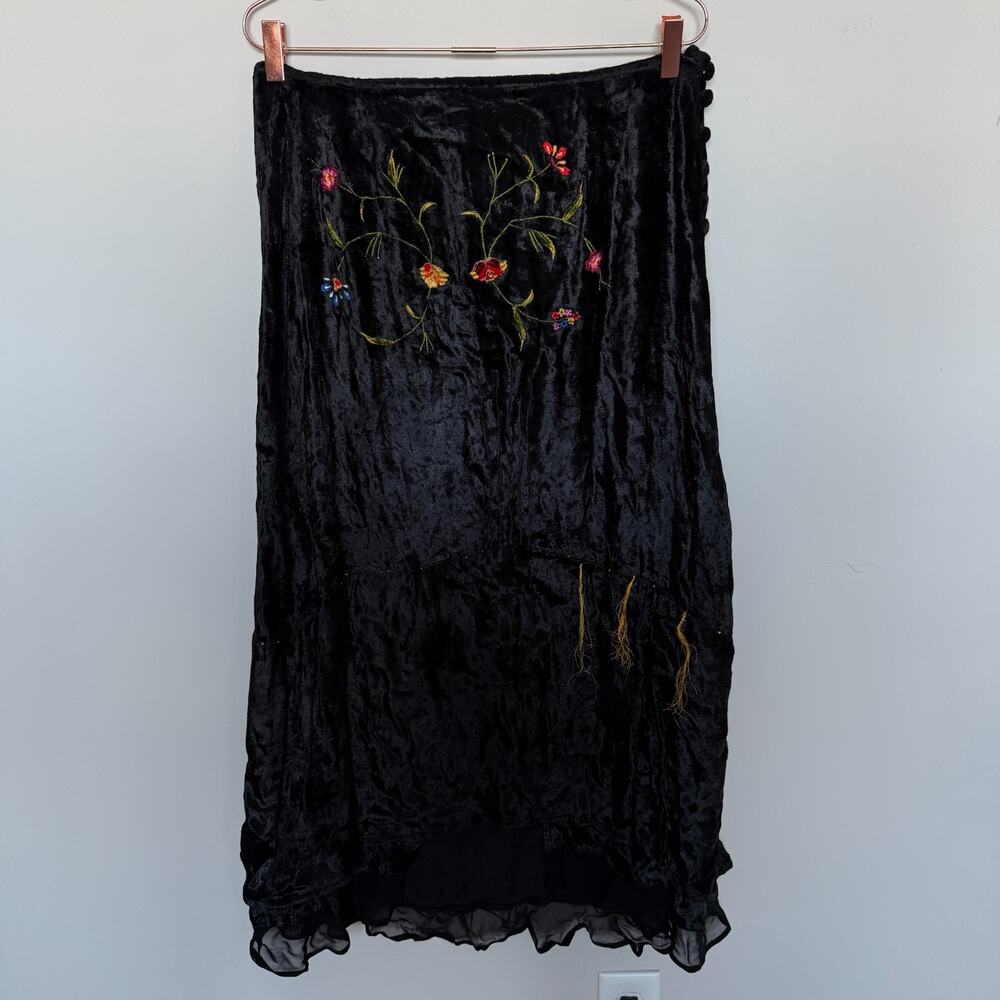 Na-Ta-Ya Womens Velvet Whimsigoth Skirt M Beaded Fairy Renaissance Embroidered - Picture 2 of 8